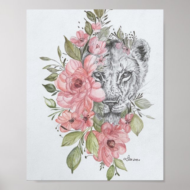 Póster Poster de brillo de lioness Premium Canvas (8x10) (Frente)