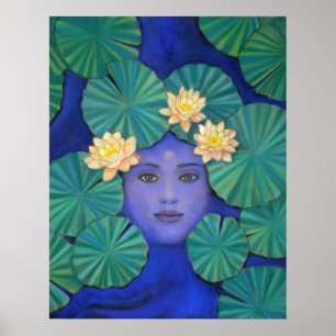 Póster Poster de budismo zen Lotus Pond Kuan Yin Buddha A