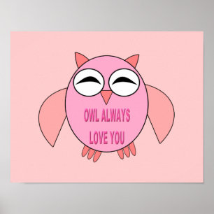 Póster Poster de búho de mensajes de amor
