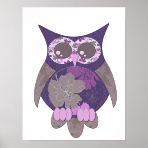 Póster Poster de búho morado de Hibiscus