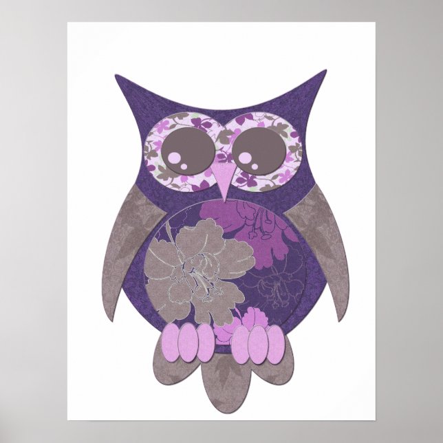 Póster Poster de búho morado de Hibiscus (Frente)
