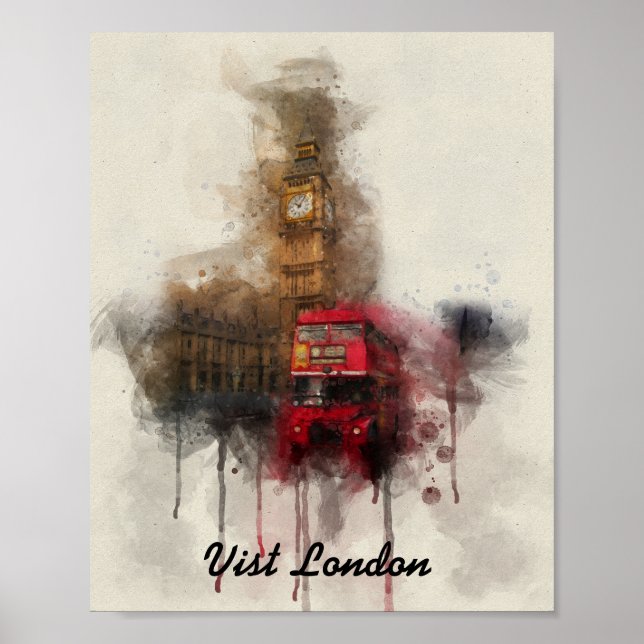 Póster Poster de bus rojo y gran bén de Londres (Frente)