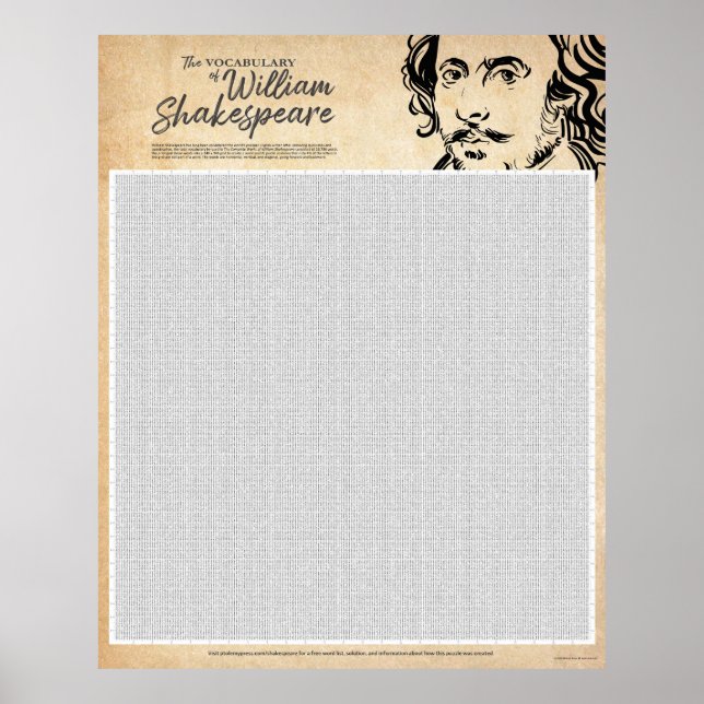 Póster Poster de búsqueda de palabras de Shakespeare (ext (Frente)