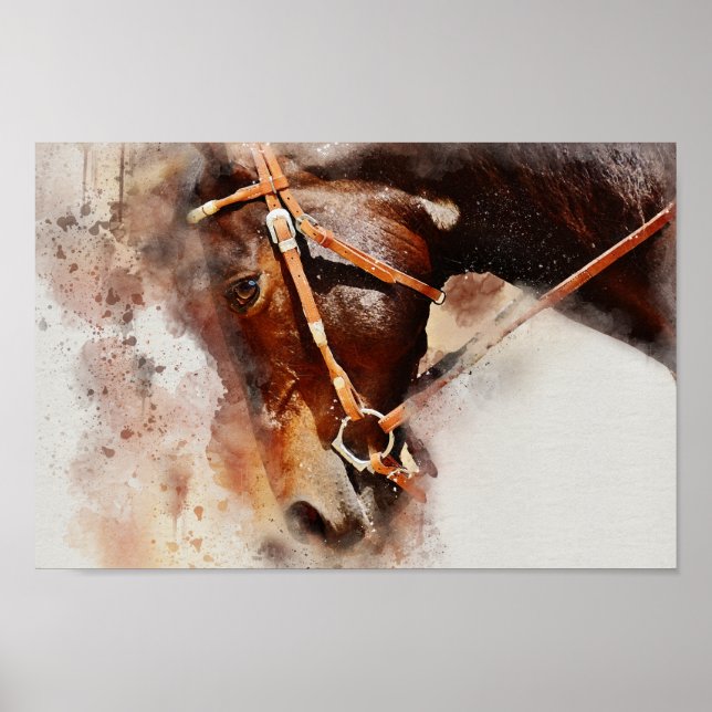 Póster Poster de Caballo de Acuarela (Frente)
