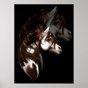 Póster Poster de Caballos con Sombra