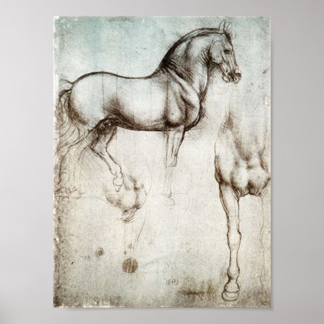 Póster Poster de caballos Da Vinci (Frente)