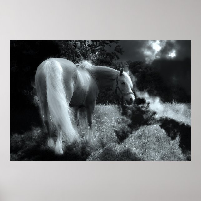 Póster poster de caballos nocturnos místicos (Frente)
