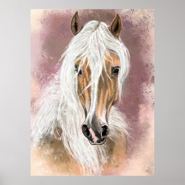 Póster Poster de caballos Palomino - Pintura (Frente)