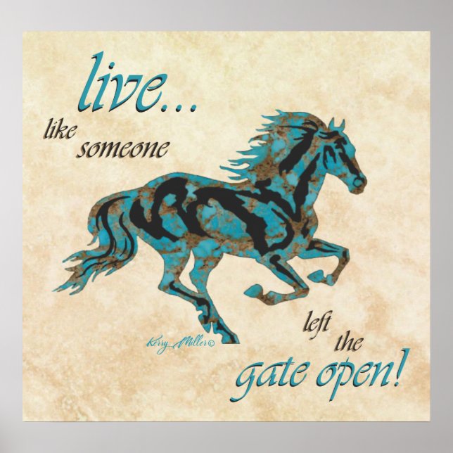 Póster Poster de caballos turquesa (Frente)