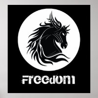 Poster de cabeza de caballo tribal blanco y negro