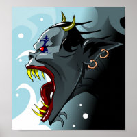 Poster de cabeza de demonio encorvado