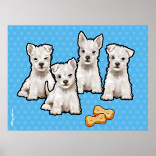 Póster Poster de cachorros con diseño de 4 cachorros