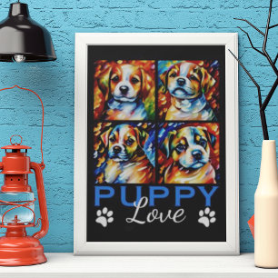 Póster Poster de Cachorros Cutos Estilizados