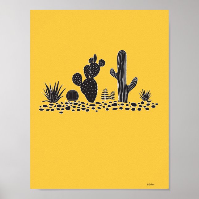 Póster Poster de Cactus y Sucultores Amarillos (Frente)