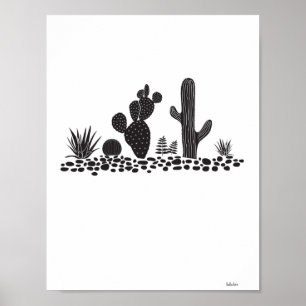 Póster Poster de Cactus y Sucultores en Blanco y Negro