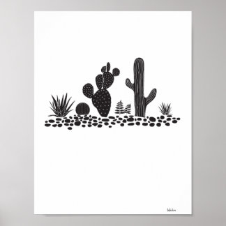Póster Poster de Cactus y Sucultores en Blanco y Negro