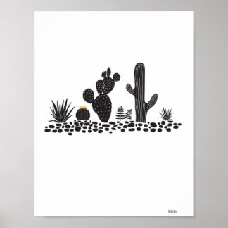 Póster Poster de Cactus y Sucultores en Blanco y Negro
