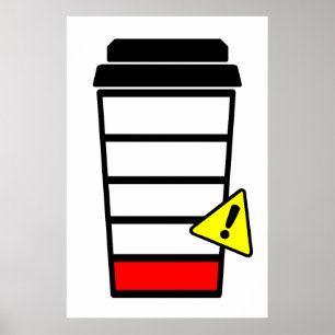 Póster Poster de café, cafeína baja, batería baja, ICONS