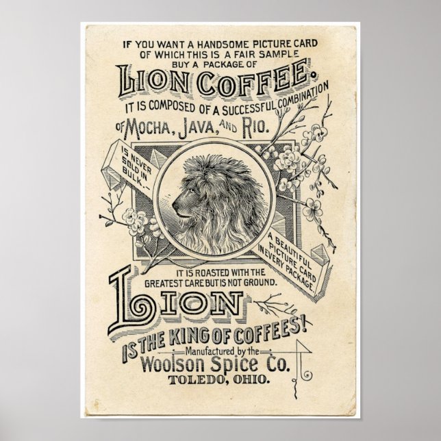 Póster Poster de café de león de la vieja publicidad (Frente)