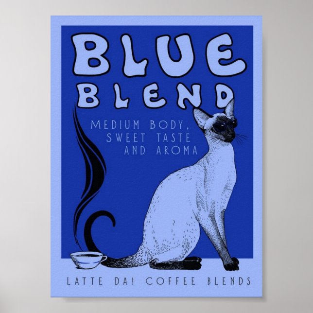 Póster Poster de café de mezcla azul (Frente)