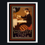 Póster Poster de café vintage Art Deco 12 x 16<br><div class="desc">Gran anuncio artístico vintage de la marca Chocolate Amatller Marca Luna. 12 x 16</div>