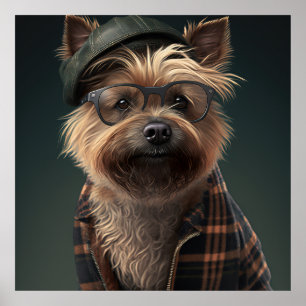 Póster Poster de Cairn Terrier Hipster Dog