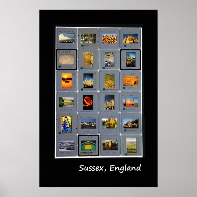 Póster Poster de caja relámpago retro de Sussex (Frente)