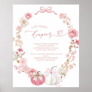 Póster Poster de calabaza blanca y rosa