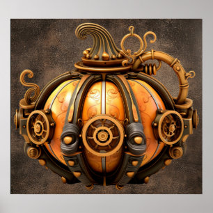 Póster Poster de calabaza de Steampunk otoño