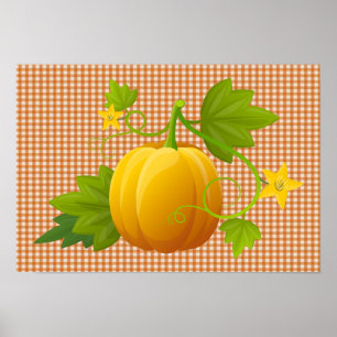 Póster Poster de calabaza y de vino