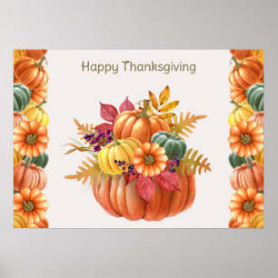 Póster Poster de calabazas de Acción de Gracias