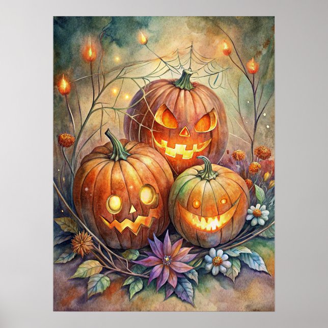 Póster Poster de calabazas de Halloween (Frente)