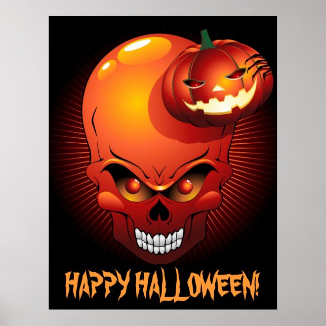 Póster Poster de calaveras y calabazas de Halloween (Frente)