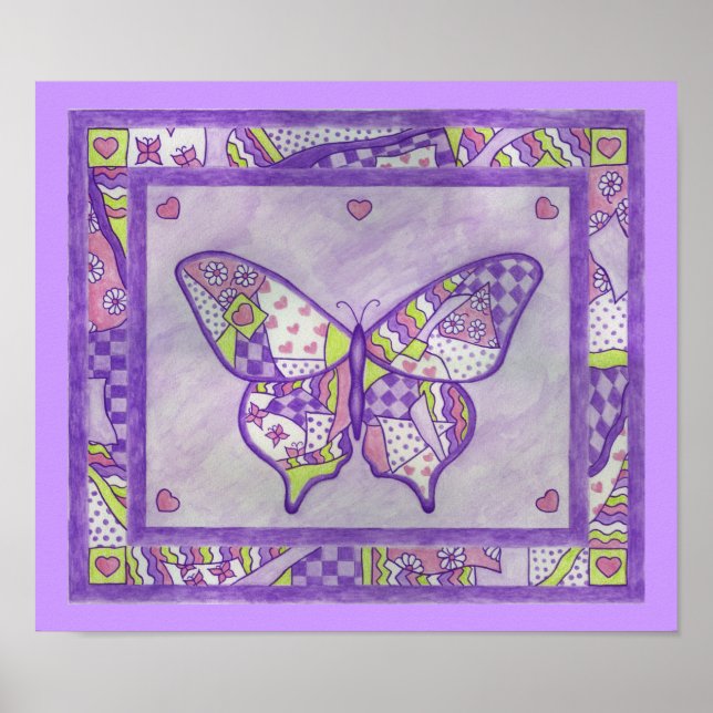 Póster Poster de calderilla de mariposa morada (Frente)