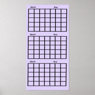 Póster Poster de calendario de 3 meses morado claro