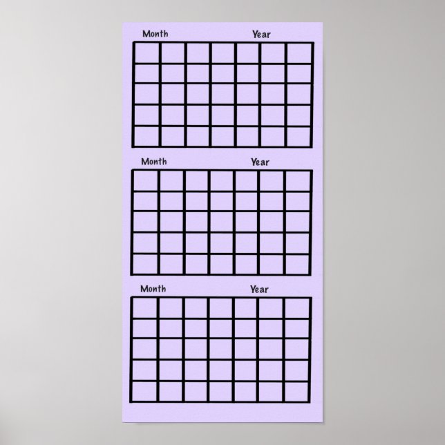 Póster Poster de calendario de 3 meses morado claro (Frente)