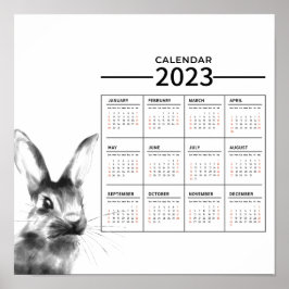 Póster Poster de calendario de año de conejo acuático 202