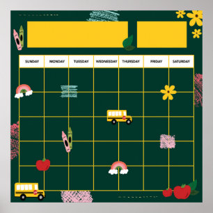 Póster Poster de calendario de aula del profesor de memor