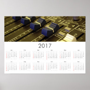 Póster Poster de Calendario de estudio de grabación 2017