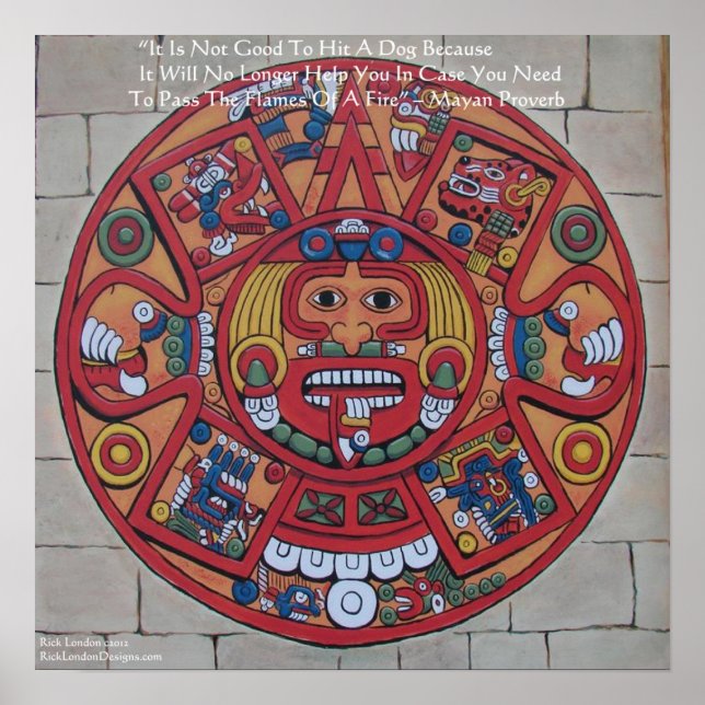 Póster Poster de calendario maya y proverbio (Frente)