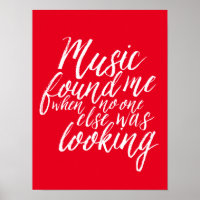 Poster de caligrafía de citas a mano de música roj