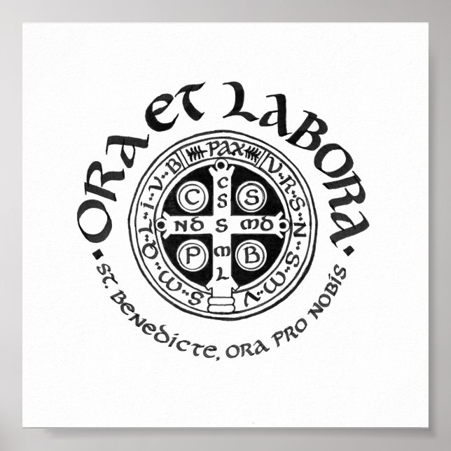 Póster Poster de caligrafía de St. Benedict (Frente)