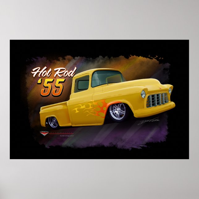 Póster poster de camiones Chevy 1955 (Frente)