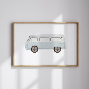 Póster Poster de camioneta azul vintage