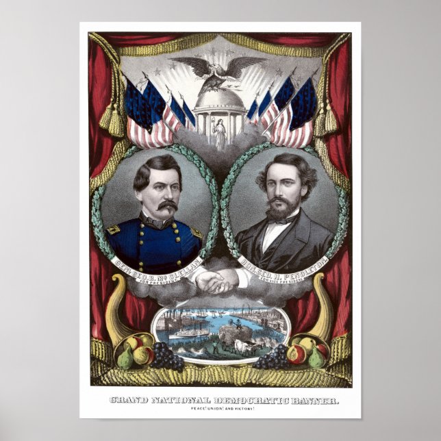 Póster Poster de campaña de McClellan y Pendleton (Frente)