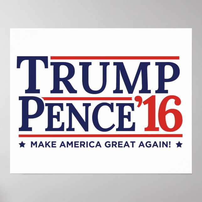 Póster Poster de campaña de Trump Pence 2016 (Frente)