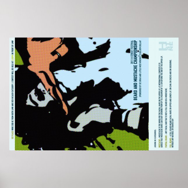 Póster poster DE CAMPEONATO DE MUSTACHE Y BEARD 2011 (Frente)