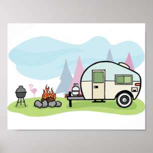 Póster Poster de Camper de Estilo Vintage