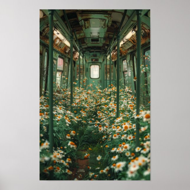 Póster Poster de campo de flores de Chamomile blanco (Frente)