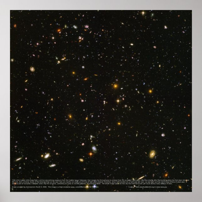 Póster Poster de campo ultraprofundo de hubble de alto ni (Frente)